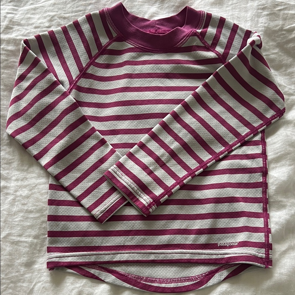 Patagonia Kids' Magenta & Cream mid weight capilene